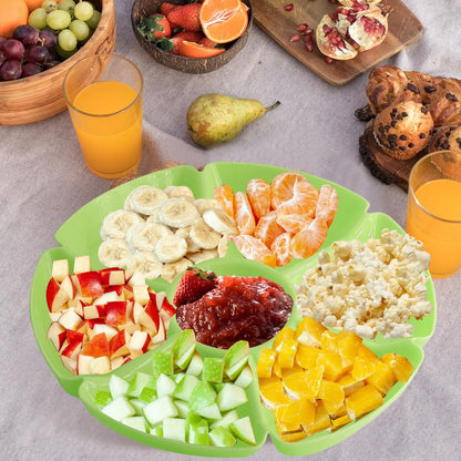 3 Pcs Sectional Round Plastic Serving Tray Platters 11inch Unbreakable Chip and Dip Divided Serving Plates,Round 7 Compartments Multifunctional Food Platter for Snack,Nuts,Candy,Dried Fruit,Veggies