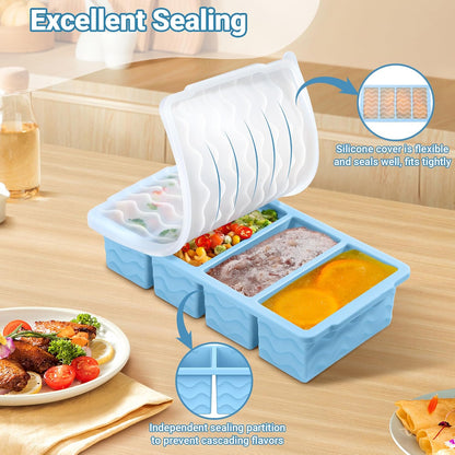 Doasuwish Silicone Freezer Molds for Soup with Lid – 1-Cup Soup Container Style Ice Cube Trays for Freezer, Meal Prep & Food Storage, Freeze 250mL/125mL Portions – 2 Pack