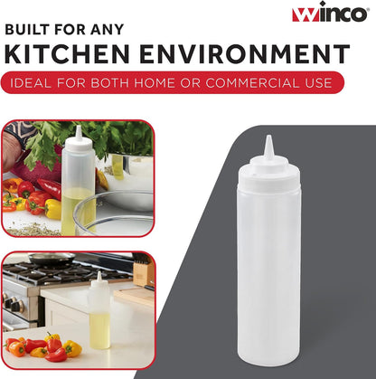 Winco Wide Mouth Squeeze Bottles 24-Ounce, 6-Pack