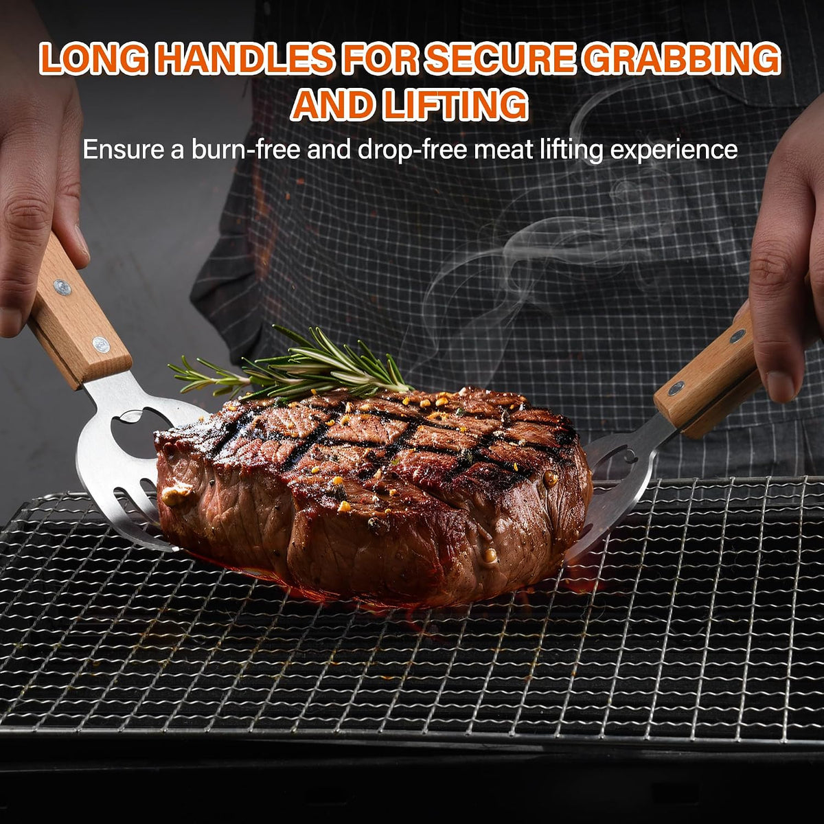 Meat Shredder Claws with Long Wooden Handles