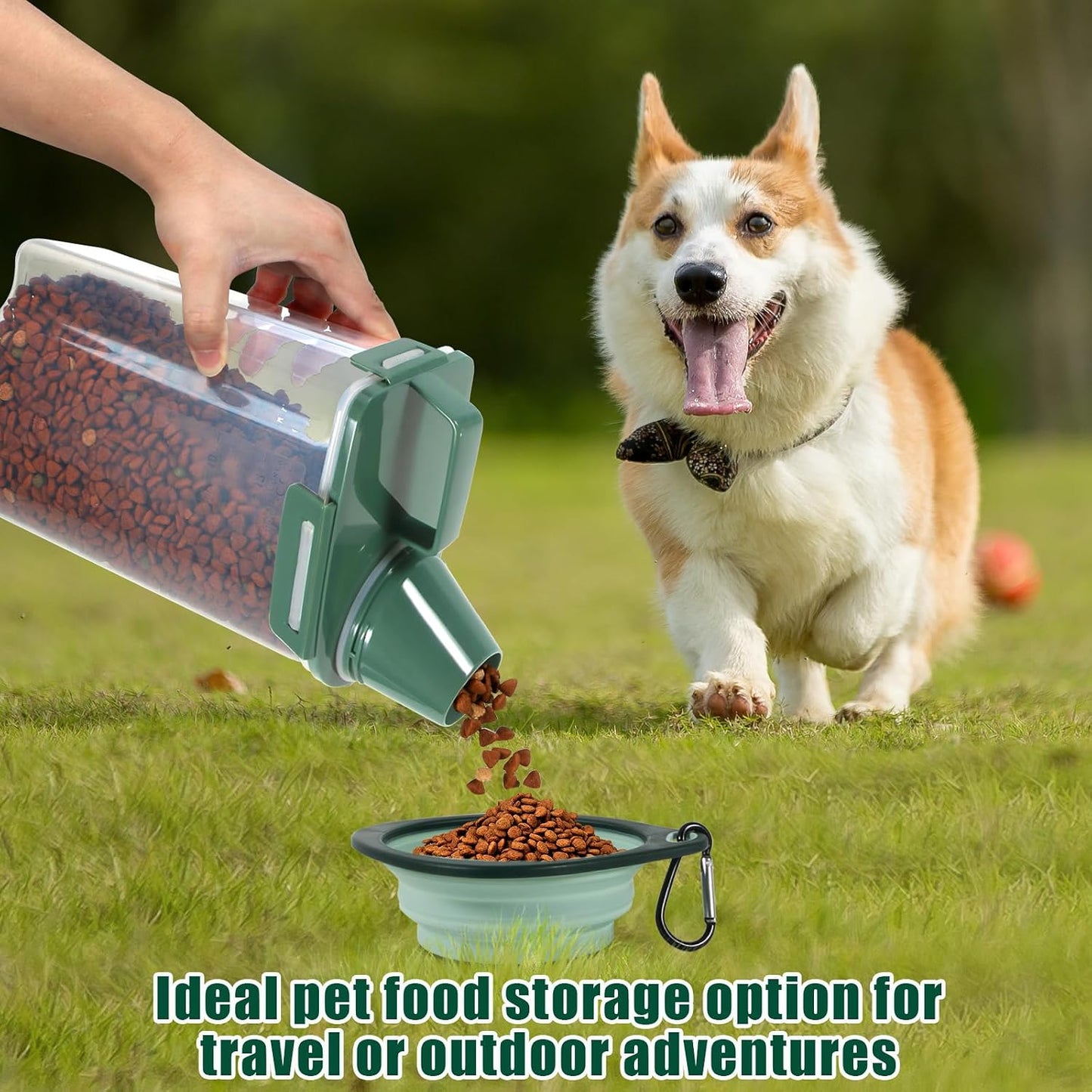 TBMAXS 2 Pack 3 Lbs Dog Cat Food Storage Containers for Travel, Portable Pet Food Storage Container, Easy-Pouring Bird Seed Dispenser, Airtight Rice Cereal Oatmeal Flour Holder -Beige