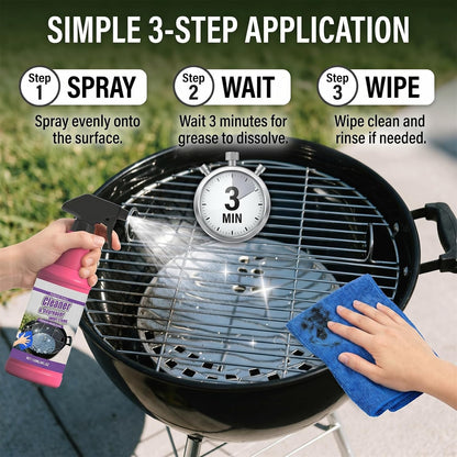 Fast-Acting Heavy-Duty Grill Degreaser Spray,Outdoor 120 ML BBQ Grill Cleaner,Multi Functional Grease Remover for Kitchen Grates and Racks,Stove Top,Drip Pans (2)