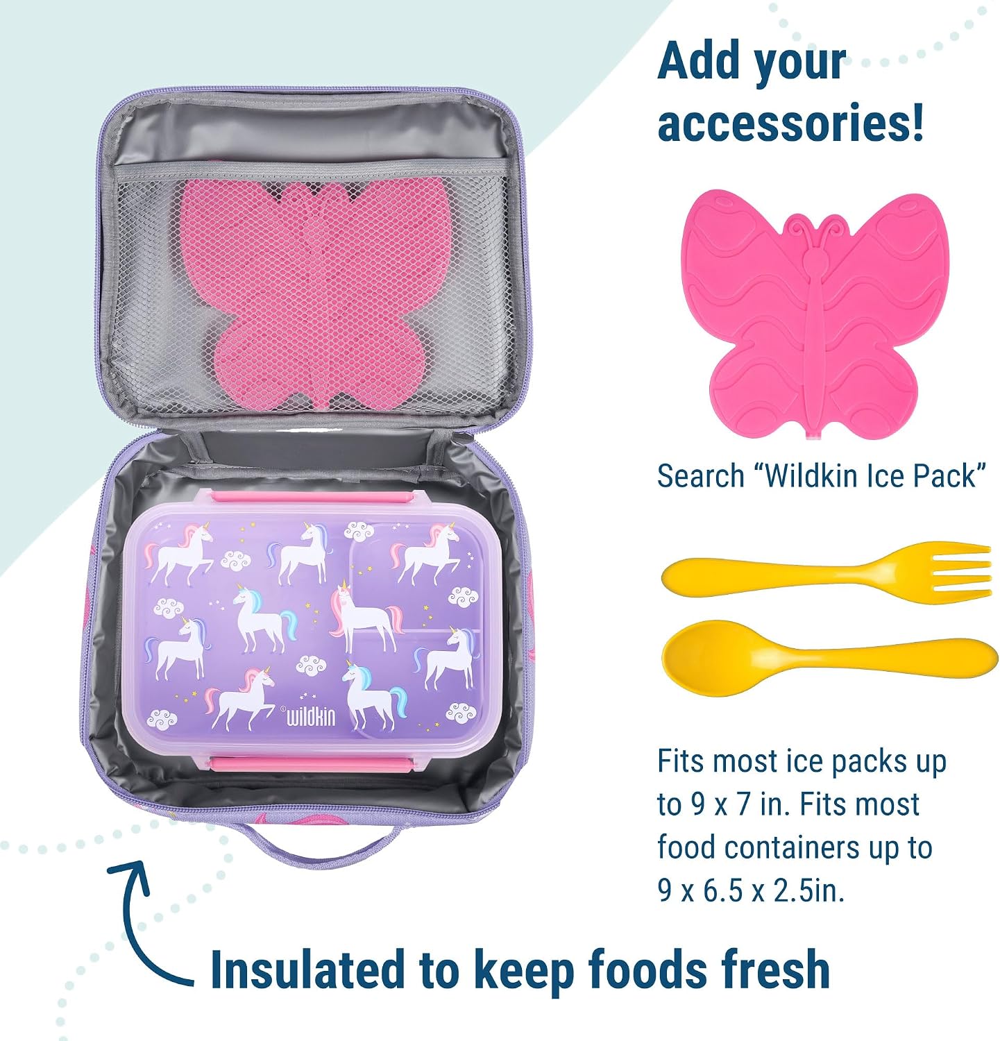 Wildkin Kids Insulated Lunch Box, Keeps Food Hot or Cold, BPA-Free with Mesh Pockets & Easy-Clean Lining – Ideal for School, Travel & Daycare – Holographic