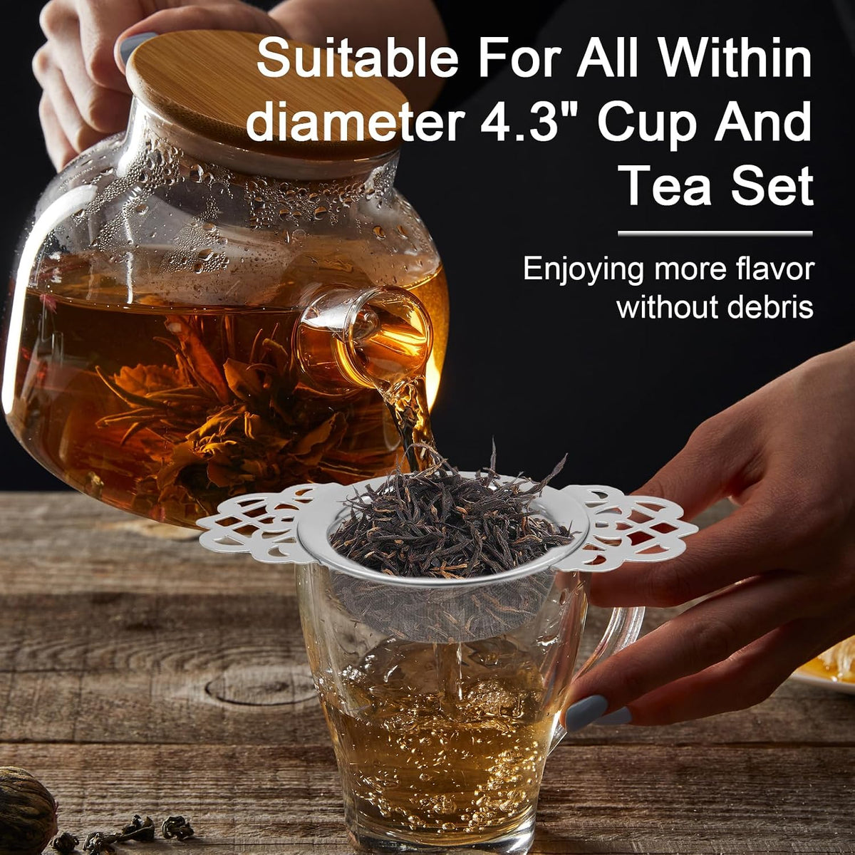 Tea Strainers with Drip Bowls, Gold, 2 Pack