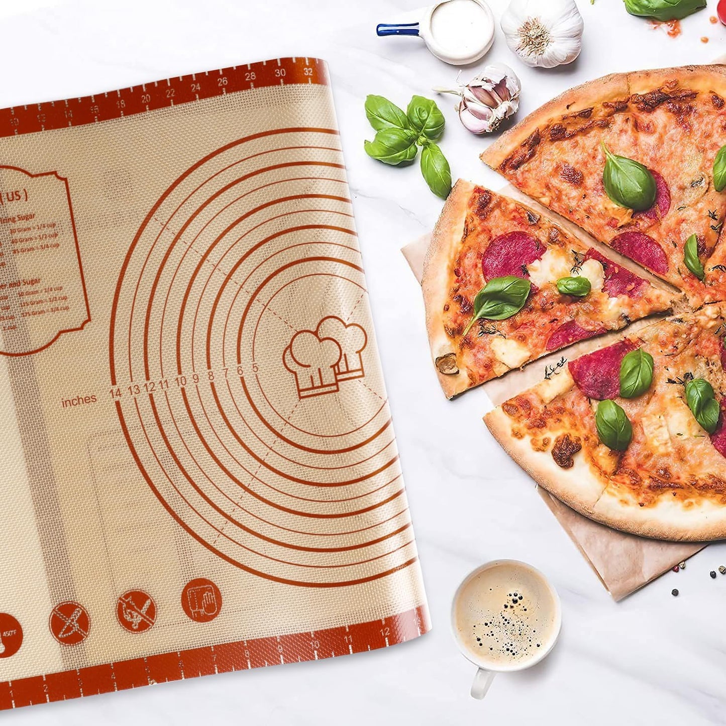 Silicone Baking Mat,28" x 20" Extra Thick Large Non Stick Sheet Mat with Measurement Non-slip Dough Rolling Mat,Reusable Food Grade Silicone Counter Mat for Making Cookies,Macarons,Bread and Pastry
