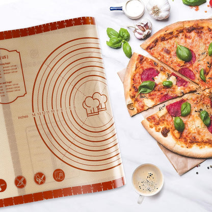 Silicone Baking Mat,28" x 20" Extra Thick Large Non Stick Sheet Mat with Measurement Non-slip Dough Rolling Mat,Reusable Food Grade Silicone Counter Mat for Making Cookies,Macarons,Bread and Pastry
