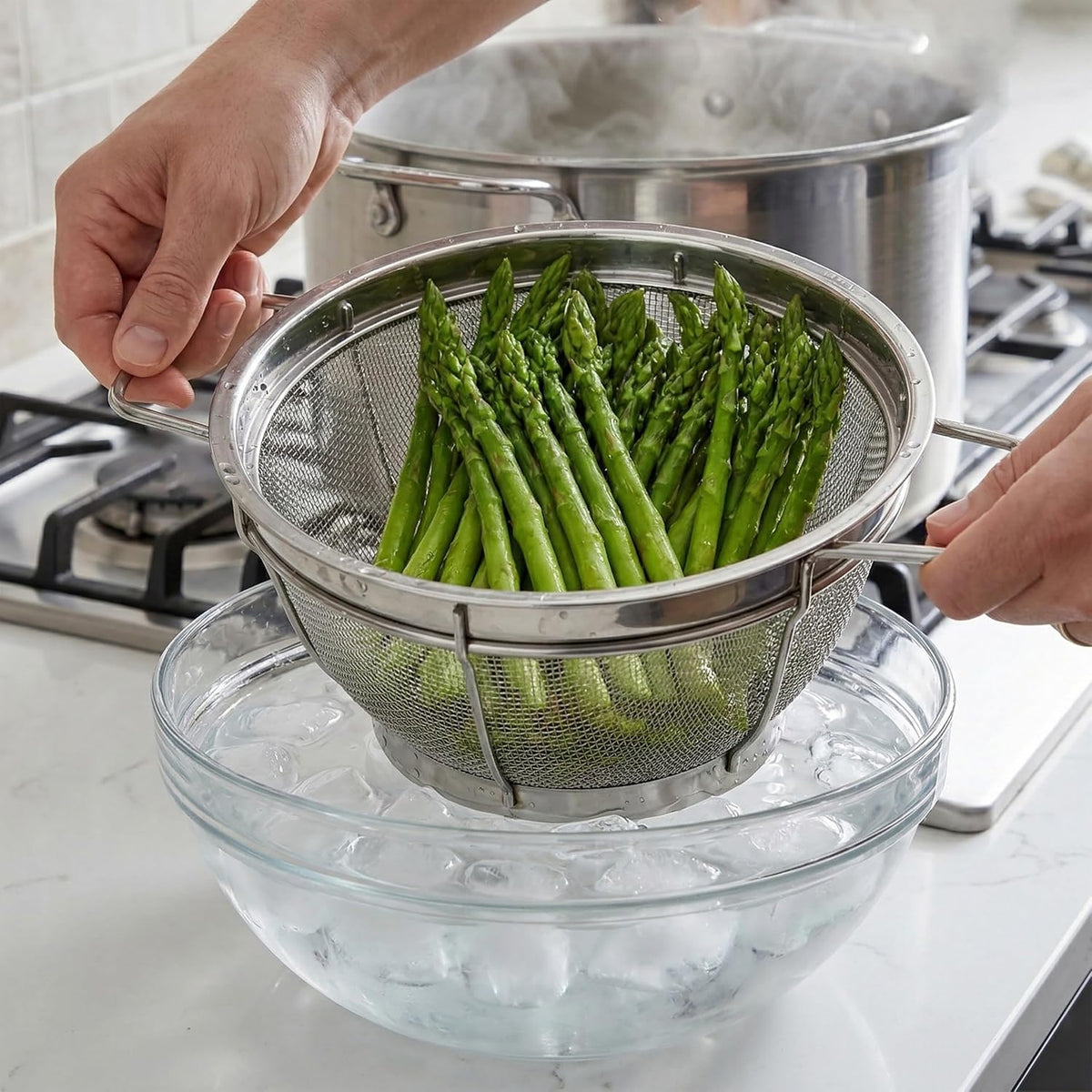 Kitchen Details Stainless Steel Fine Mesh Strainer 9 Inch | Large Wire Mesh Kitchen Sieve | Food Strainer Colander for Pasta Rice Quinoa