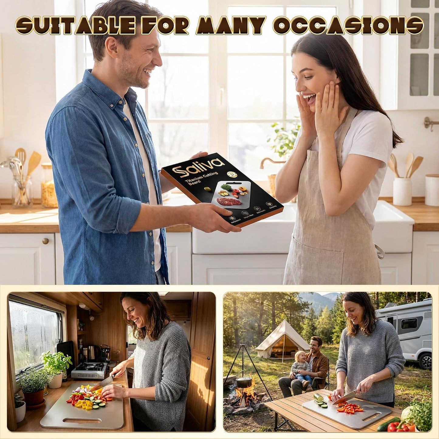 3pcs Titanium Cutting Boards for Kitchen, 2026 New Titanium Cutting Board Set of 3, Double Sided Non Toxic Chopping Boards, Hygiene, Dishwasher Safe, Easy To Clean, for Meat, Fruit, Vegetables(S+M+L)
