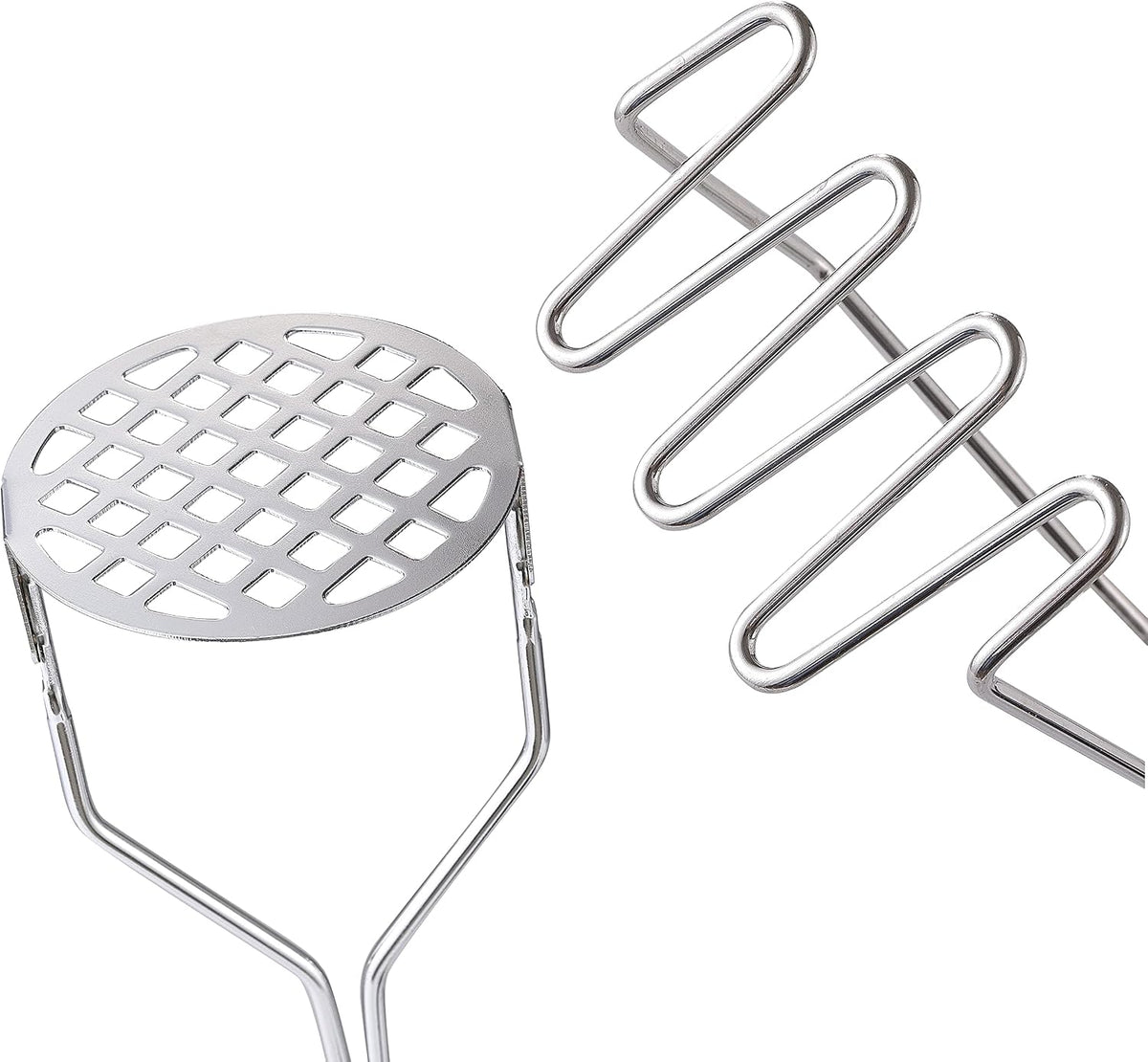 2PCS Potato Masher, OLULU Heavy Duty Stainless Steel Mashed Potatoes Masher, Masher Kitchen Tool for Avocado, Potatoes, Beans, Meat, Vegetables, 10.24inch, Dishwasher Safe