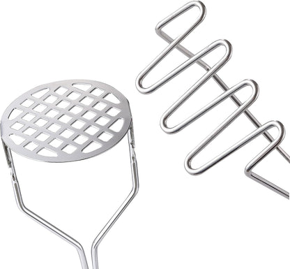 2PCS Potato Masher, OLULU Heavy Duty Stainless Steel Mashed Potatoes Masher, Masher Kitchen Tool for Avocado, Potatoes, Beans, Meat, Vegetables, 10.24inch, Dishwasher Safe