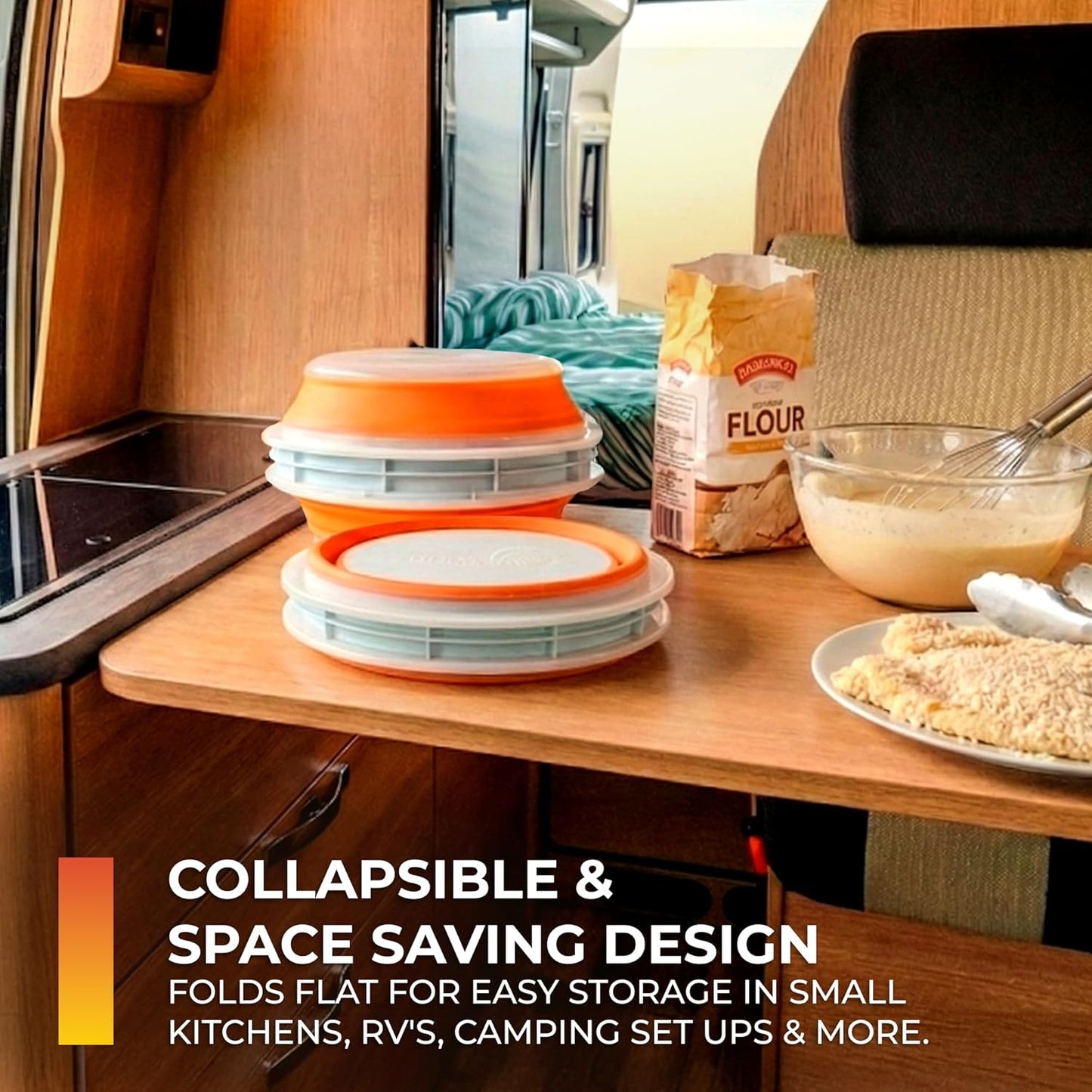 CanCooker Batter Bowl XL: Collapsible, Mess-Free, Dishwasher and Microwave Safe, Chemical-Free in Vibrant Orange