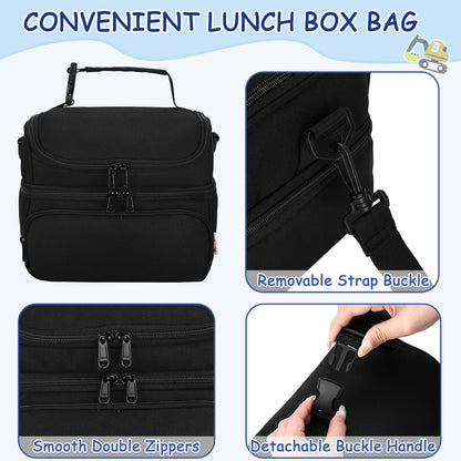 Kasqo Lunch Bag Kids, Dual Compartment Insulated Cooler Bag 7.5L Girls Boys Toddler Lunch Box Containers for Daycare School Kindergarten Travel Ombre Butterfly
