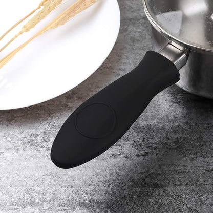 4 Packs Silicone Hot Handle Holder Kitchen Heat Resistant Fry Pan Milk Pot Sleeve Grip Handle Cover Potholder for Cast Iron Skillets Griddles Metal & Aluminum Cookware – Black & Red