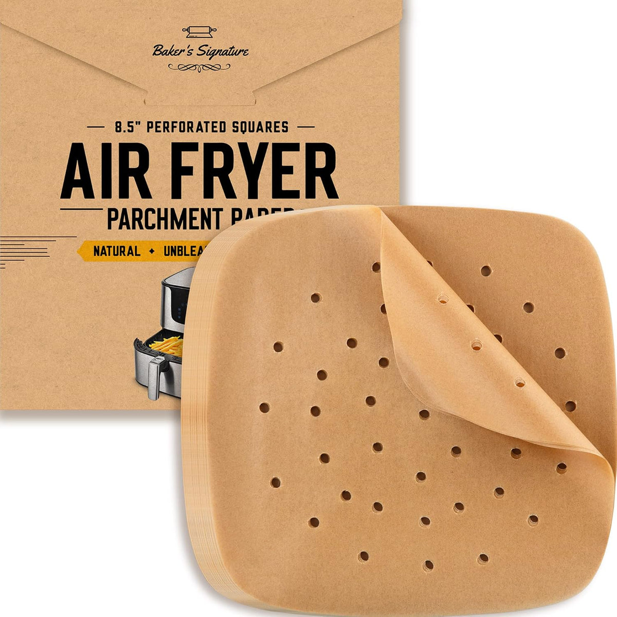 Bamboo Steamer Liners 8.5", 220 Pcs Air Fryer Parchment Paper Sheets