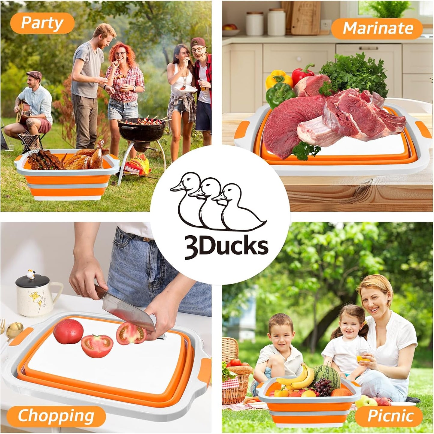 Collapsible BBQ Prep Tub 8L Black | Portable Meat Marinating Container with Locking Cutting Board Lid, BBQ Tongs, 2 Meat Shredding Claws & 2 Heat-Resistant Grill Gloves for Camping & Grilling