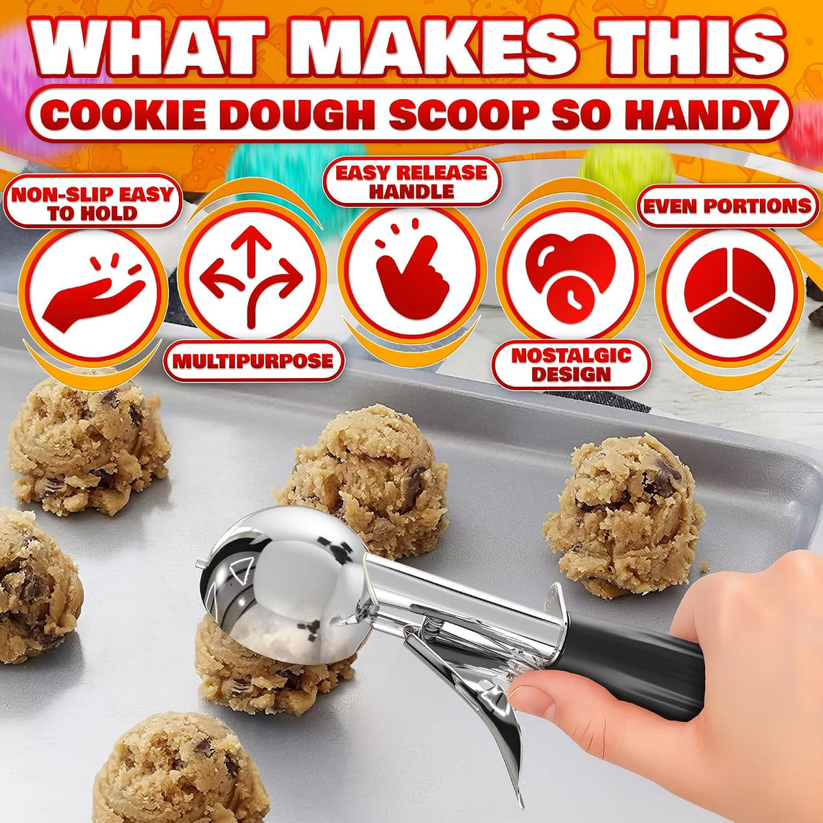 Cookie Scoops for Baking, Stainless Steel in #16, #20, #30
