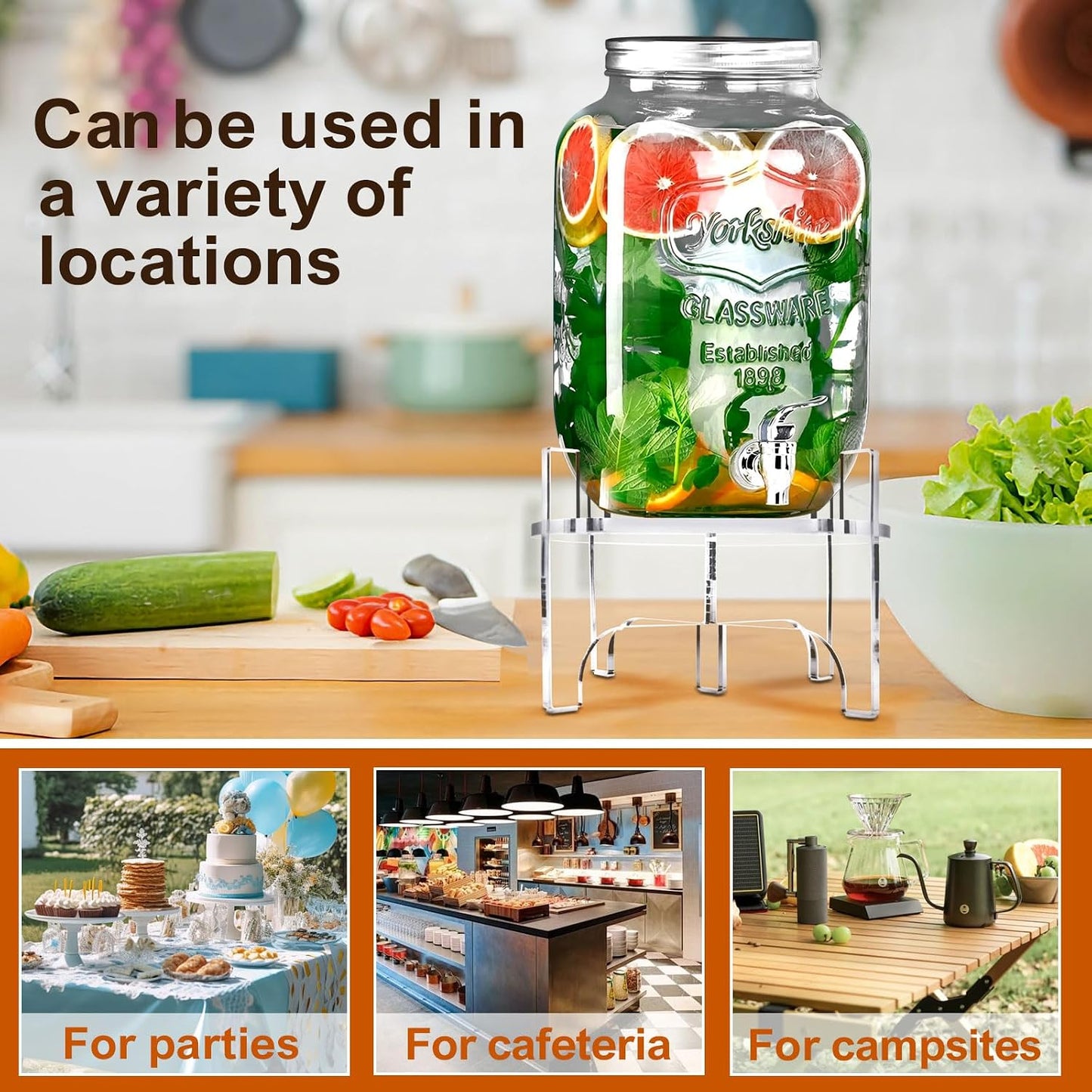 Acrylic Beverage Dispenser Stand Only, Fit Max 8.7 Inch Glass Drink Dispenser and Water Jug Holder, Plant Stand, Cake Display Stand for Parties and Catering Events