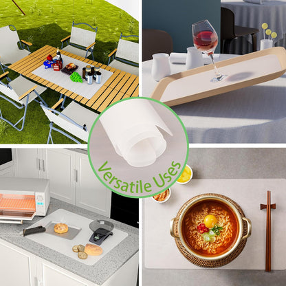 Large Silicone Mats for Kitchen Counter: 14” x 20”(1mm) Clear Non-slip Waterproof Countertop Protector Liner - Non-Stick Baking Mat - Heat Resistant Placemat for Pastry Translucent (2/Pack)