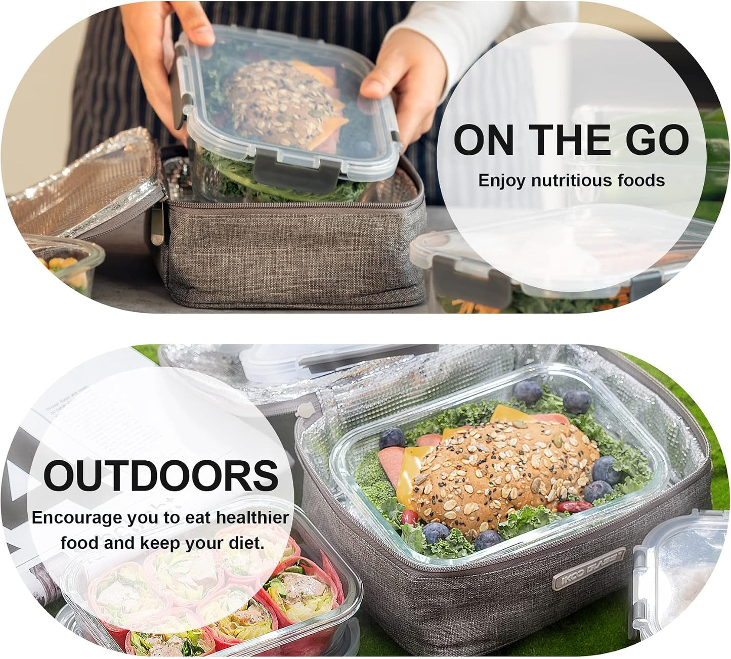 Glass Food Storage Containers with Lids Airtight, Glass Meal Prep Containers for Lunch Food, Container Set, Easy to Open& Close/Microwave,Oven,Freezer,Dishwasher Safe/Leak-Proof（20 Pieces）