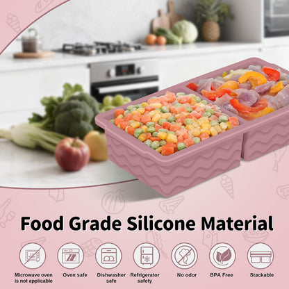 3-Pack Silicone Freezer Trays with Lid,2 Large 2-Cup(500ml)&4 Medium 1-Cup(250ml)&6 Small 1/2-Cup(125ml) Soup Freezer Container Molds,Ice Cube Tray For Meal Prep&Freezing Soup,Stews,Sauces