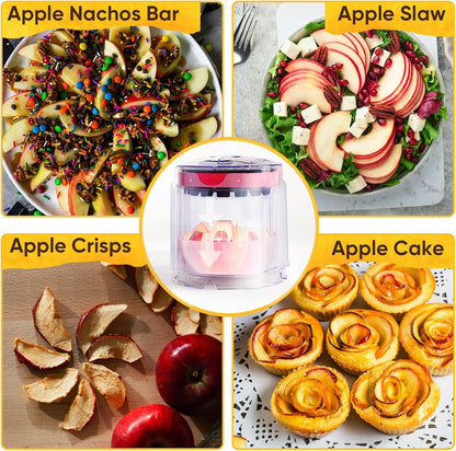 Newness 5.12-Inch Apple Slicer – Extra-Large, Ultra-Safe Stainless Steel Cutter for 8 Perfect Slices, Effortless Cutting, Cuts All the Way Through with Transparent Bowl