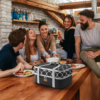 Lifewit Insulated Single Decker Casserole Carrier, Lasagna Lugger Holder for Hot or Cold Food, Fits 9" x 13" Baking Dish, Thermal Lunch Tote Bag for Potluck Parties, Picnic and Cookouts, Grey