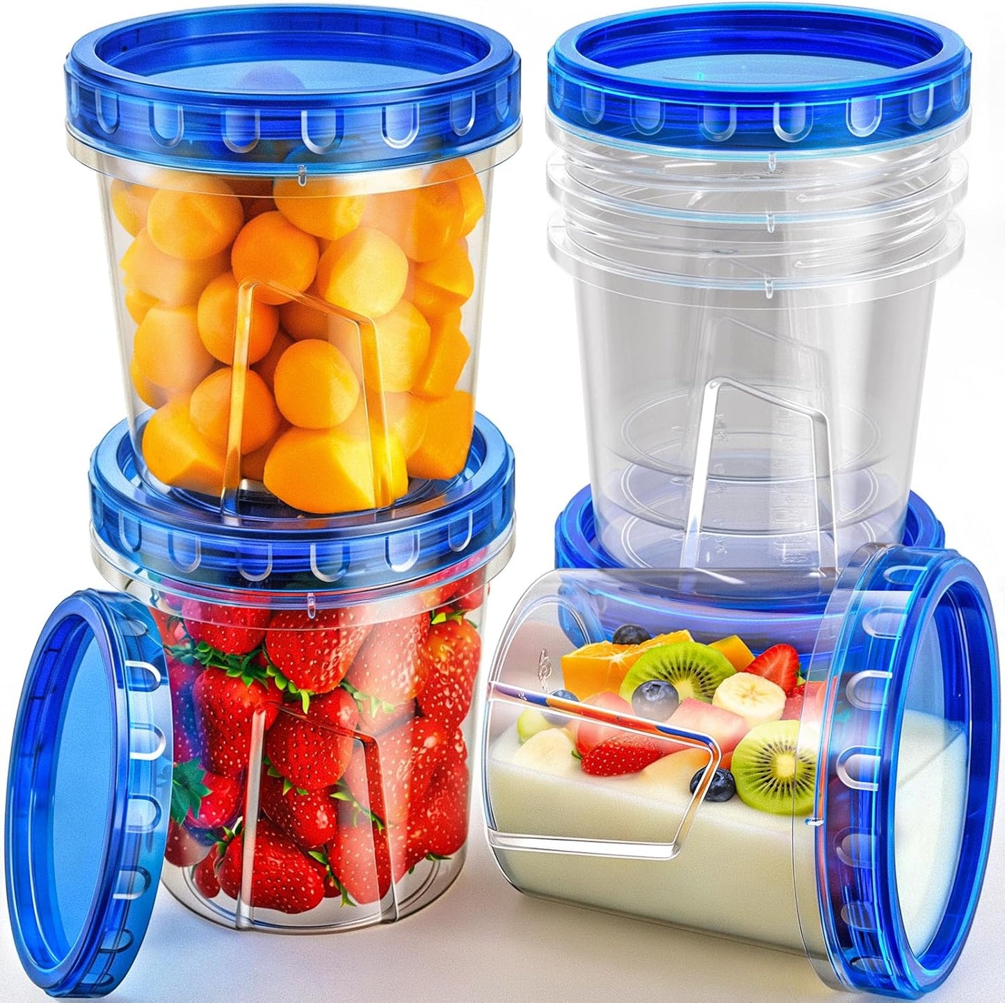 Freezer Storage Containers, [6 Pack-16 Oz] Airtight Plastic Food Storage Containers with Twist Top Lids, Soup, Meal Prep Containers | BPA Free | Stackable | Leakproof | Microwave/Dishwasher Safe
