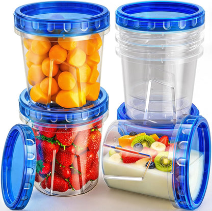 Freezer Storage Containers, [6 Pack-24 Oz] Airtight Plastic Food Storage Containers with Twist Top Lids, Soup, Meal Prep Containers | BPA Free | Stackable | Leakproof | Microwave/Dishwasher Safe