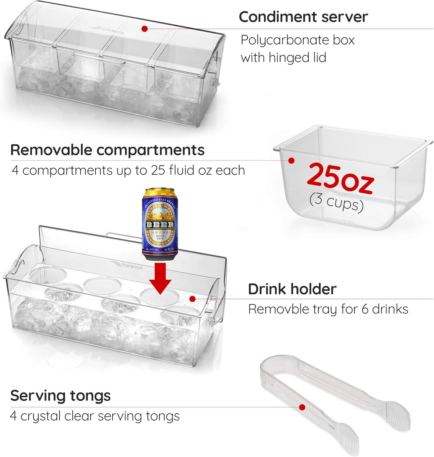 Pikanty Clear Refrigerator Organizer Bin with Handles — 15 Inch Stackable Fridge and Pantry Storage Container for Snacks, Produce, Cans, Yogurt, Condiments, Dishwasher and Freezer Safe, Made in USA