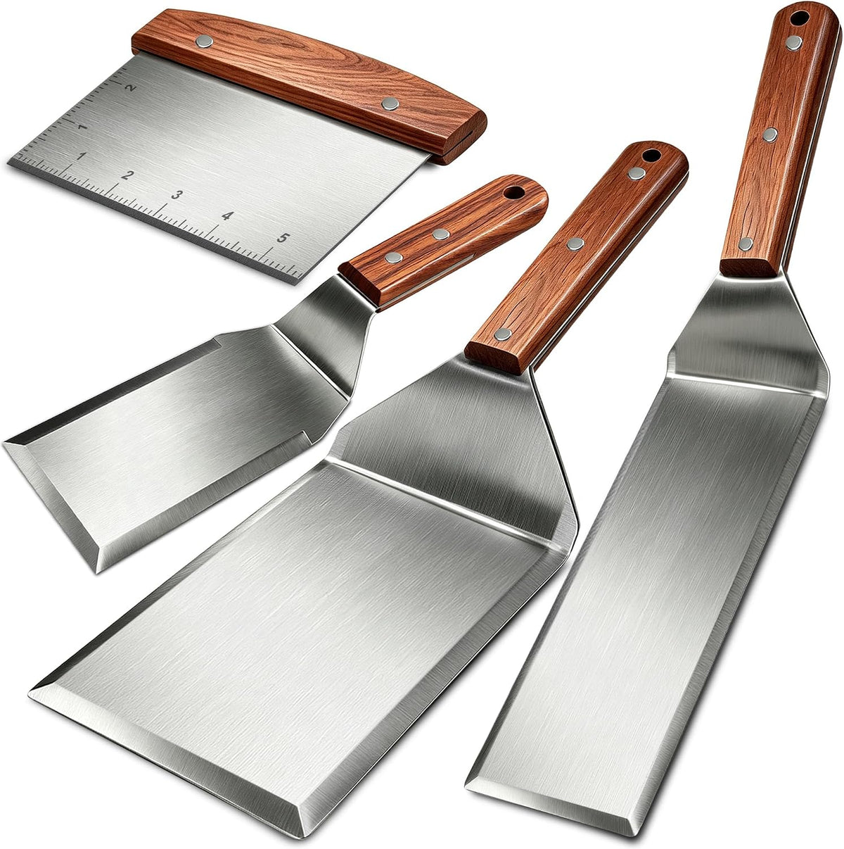 Set of 2 Extra Long Thicker Stainless Steel Griddle Spatula BBQ Tools