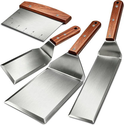 Set of 2 Extra Long Thicker Stainless Steel Griddle Spatula BBQ Tools