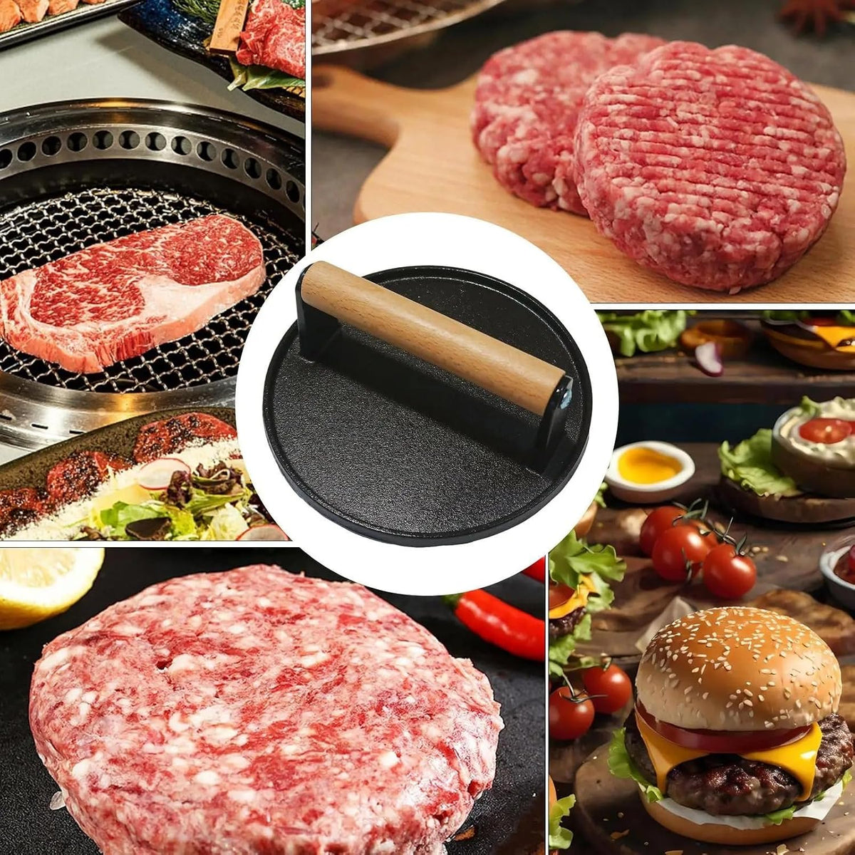 Grill Weight Press Cast Iron, 2.4LB Rectangle Meat Weight Bacon Smash