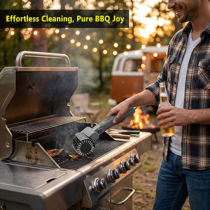 Cordless Electric Grill Brush with Adjustable Angle, 3-Speed Power Motor & Stainless Steel Head - Rechargeable, 90-Min Runtime, Waterproof Grill Cleaner for BBQ Grates & Griddles (Black)