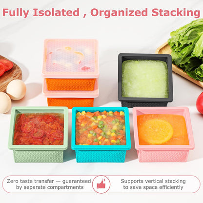 Silicone Freezer Molds for Soup Cube - 2-Cup Freezer Storage Container Tray with Lid,4 Pack Stackable Ice Cube Trays for Portion Control,Food Storage Meal Prep,Oven & Dishwasher Safe