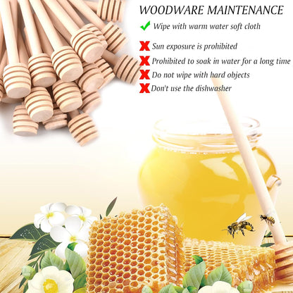 200 Pcs Honey Dipper Sticks, 3 Inch Mini Wooden Honeycomb Stick