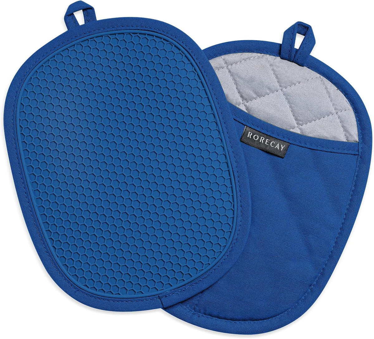 RORECAY 2-Pack Silicone Pot Holders for Kitchen, Hot Pads with Pocket, Gray