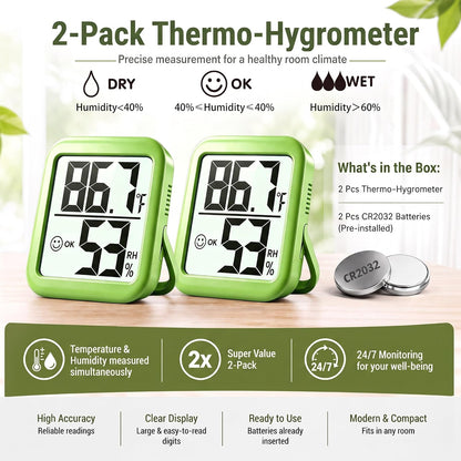 Antonki 2 Pack Room Thermometer Indoor Hygrometer