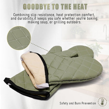 ARCLIBER Grey 13" Quilted Oven Mitts 1 Pair Flame Heat Resistant