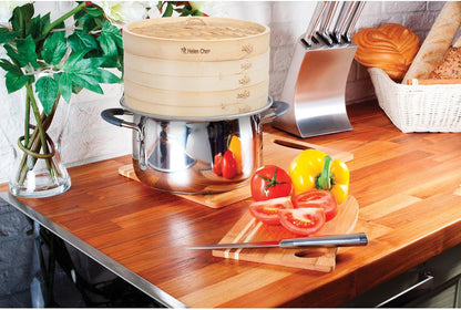 Helen's Asian Kitchen 10-Inch Bamboo Food Steamer and Steaming Ring