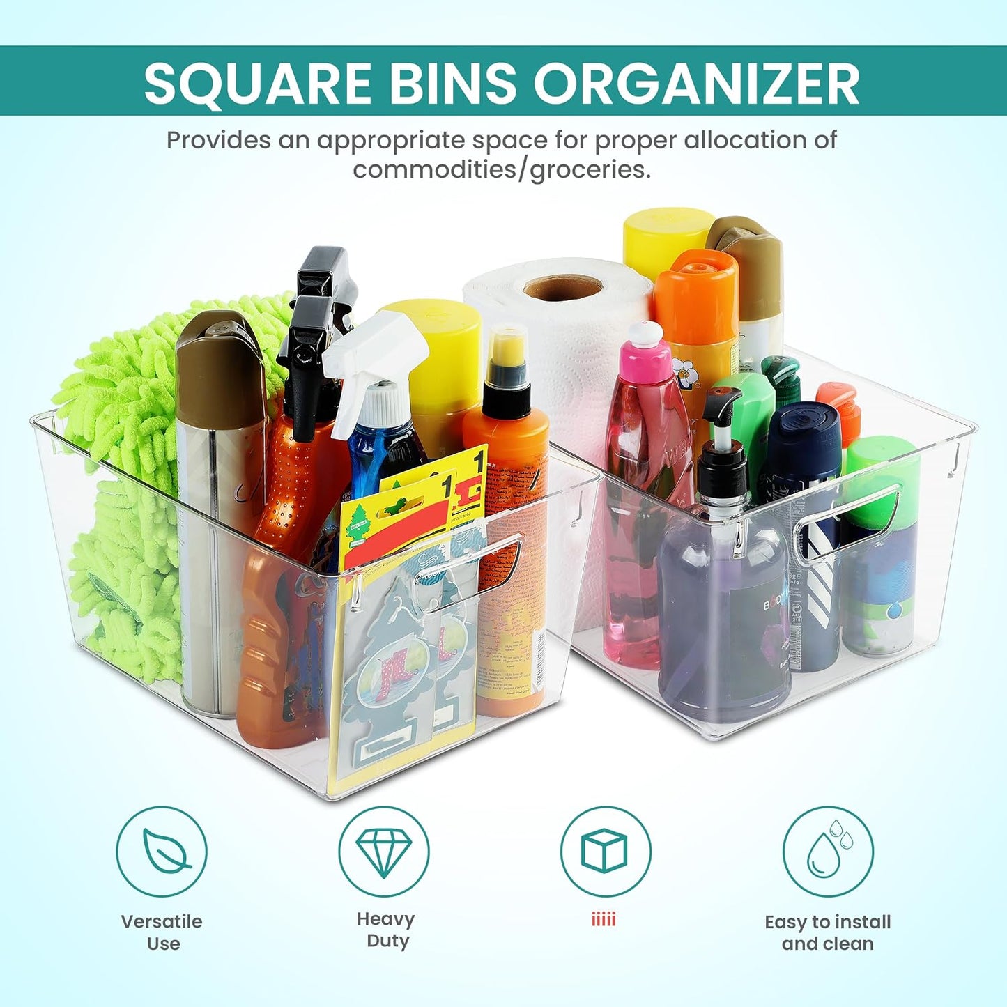 Utopia Kitchen Clear Pantry Organizers and Storage Bins 6 Pack, Large Clear Storage Bins for Pantry, Durable Freezer Organizer Bins With Handles for Organizing Fridge, Kitchen Organization