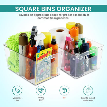 Utopia Kitchen Clear Pantry Organizers and Storage Bins 6 Pack, Large Clear Storage Bins for Pantry, Durable Freezer Organizer Bins With Handles for Organizing Fridge, Kitchen Organization