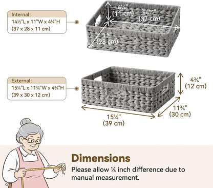 GRANNY SAYS Wicker Storage Baskets for Shelves, Water Hyacinth Basket with Scalloped Edge, Storage Wicker Baskets for Pantry, Large, 2-Pack