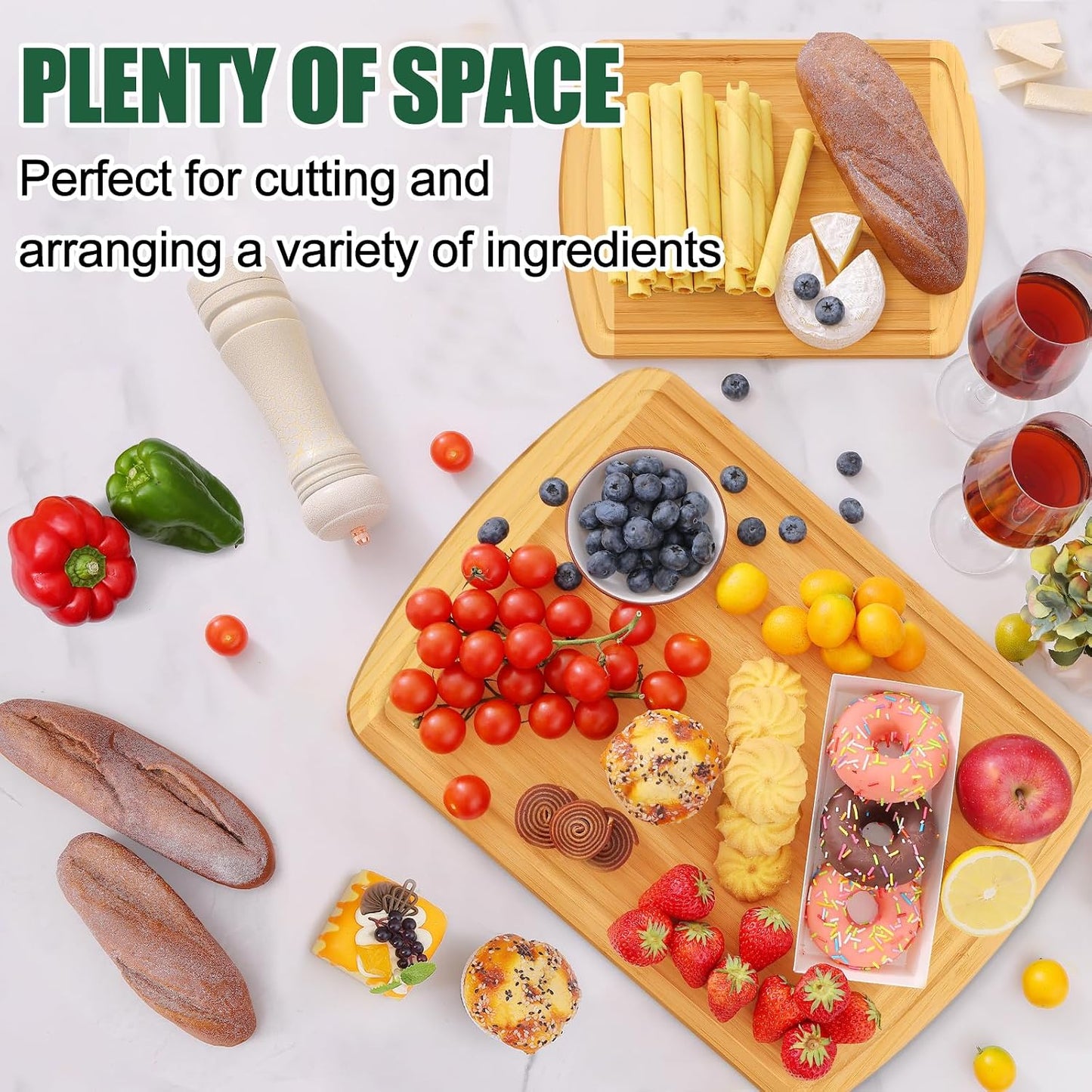 Homaxy Extra Large Bamboo Cutting Boards for Kitchen, 18x12.5" Wood XL Cutting Board with Juice Groove, Butcher Block Wooden Chopping Board for Kitchen, Meat, Cheese, Fruit & Vegetables - Pre Oiled