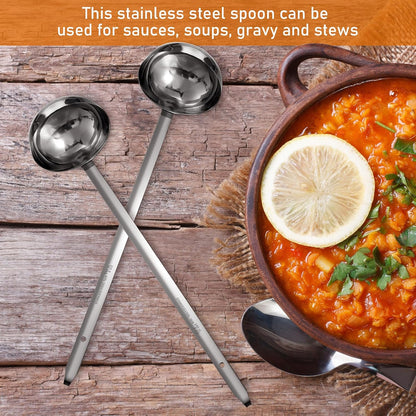 meekoo Stainless Steel Ladles Soup with Long Handle, 6oz