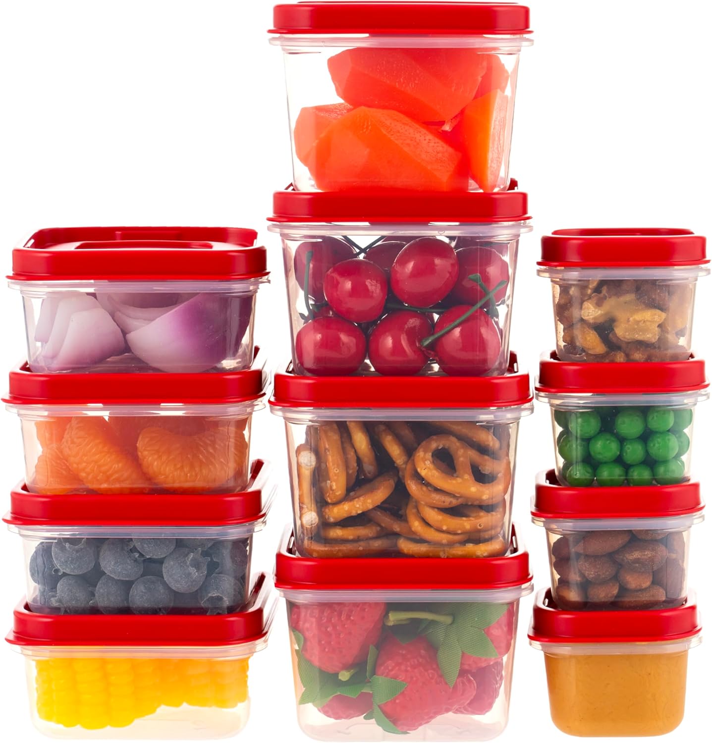 IRIS USA 44 PC Plastic Food Storage Containers With Lids | 22 Meal Prep Containers & 22 Lids | Leftovers Office Lunch Snack Fruit, Microwave Dishwasher Freezer Safe, BPA Free