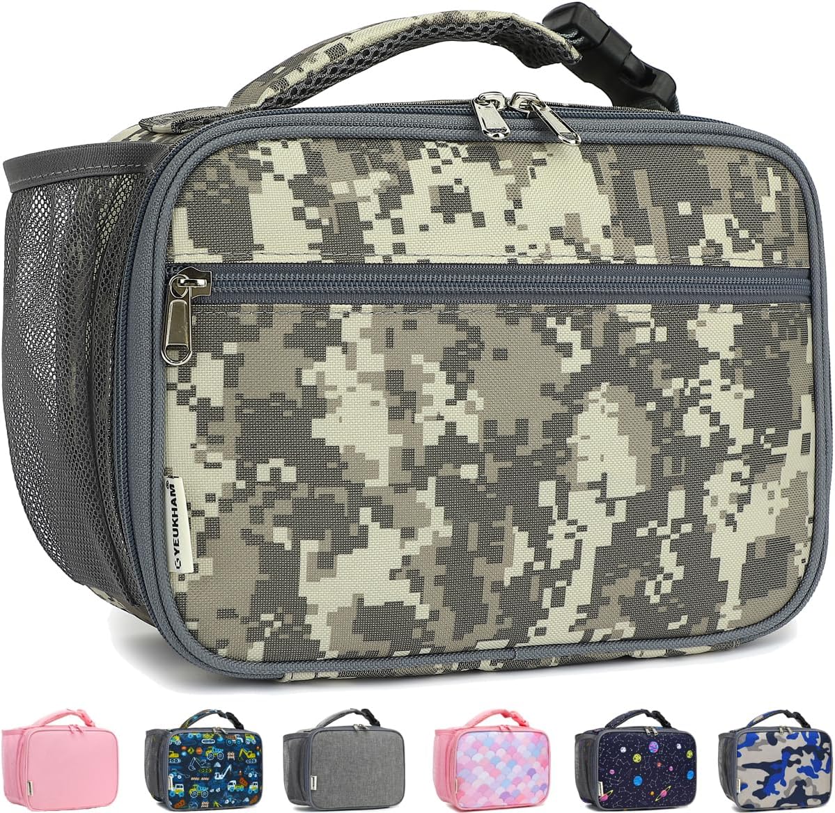 GYEUKHAM Insulated Lunch Box for School, Thermal Reusable Durable Freezable Lunch Bags for Kids Boys Girls Men Women - Small Soft Cooler Portable Lunch Tote Kit for Work Picnic Travel,Black