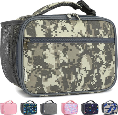 GYEUKHAM Insulated Lunch Box for School, Thermal Reusable Durable Freezable Lunch Bags for Kids Boys Girls Men Women - Small Soft Cooler Portable Lunch Tote Kit for Work Picnic Travel,Black
