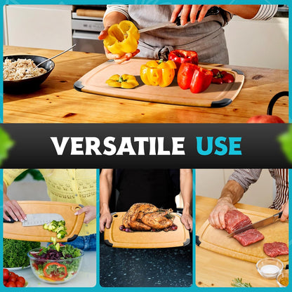 Dishwasher Safe Cutting Boards for Kitchen - Set of 2 Large Composite Wood Cutting Boards with Juice Groove, Non-Slip Feet & Lightweight Eco-Friendly Design 14.5" x 11" and 11.7" x 9.3"