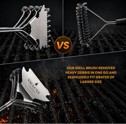 18" Bristle Free Grill Brush and Scraper – BBQ Grill Cleaner Brush with Safe Spiral Spring Head & Stainless Steel Scraper Tool – for Gas, Charcoal, Porcelain and Weber Grill Accessories