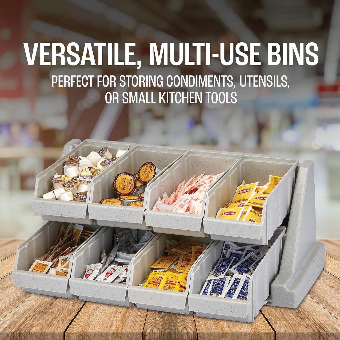 Cambro Versa - Self Serve Condiment and Utensil Bin - 12 Storage Bins - Ideal for food and coffee condiments (Black)